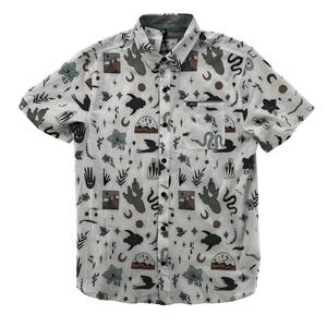 Jetty Garwood Shirt Mens Medium White Western Print Short Sleeve Summer 2024 NWT